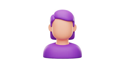 Isolated Stylized 3D Render of a Purple User Avatar or Person Icon