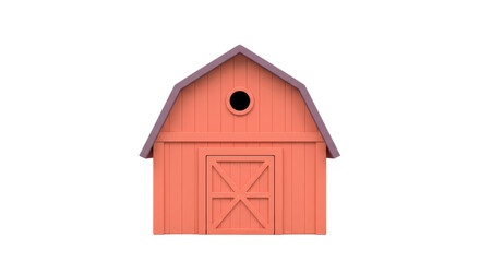 Isolated Charming Red Barn with Geometric Details, Symbolizing Farming and Rural Life