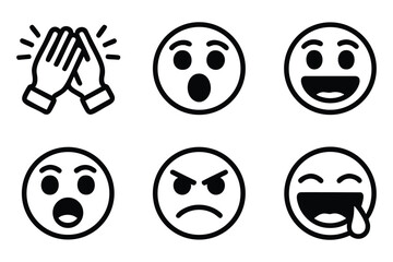 Obraz premium Collection of Simple Emojis Expressing Various Emotions
