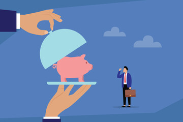 Strong Piggy Bank with Muscular Arms for Financial Security 2d flat vector illustration