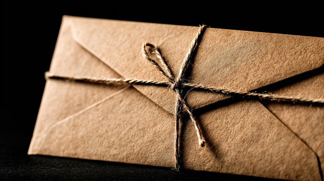 Envelope tied with rustic twine
