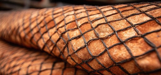 Baked goods wrapped in a dark mesh