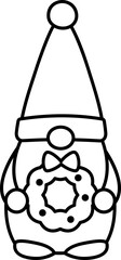 Winter Christmas gnome thick line icon.
Cute holiday gnome character outline Isolated.
Transparent background. SVG.