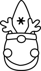 Winter Christmas gnome thick line icon.
Cute holiday gnome character outline Isolated.
Transparent background. SVG.