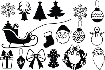 Collection of christmas holiday icons and decorations