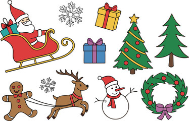 Cute christmas characters and symbols collection
