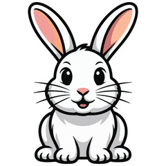 Obraz premium Adorable cartoon white bunny rabbit with long ears and a friendly smile perfect for easter and children s themes