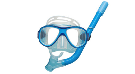 Isolated Close-up of a Vibrant Blue Scuba Diving Mask and Snorkel for Underwater Exploration