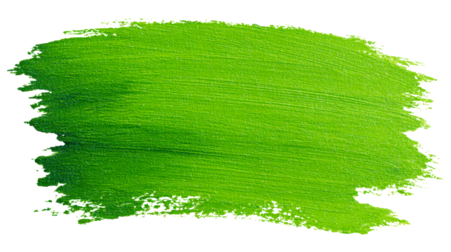 Bright green brush stroke on a transparent background for design