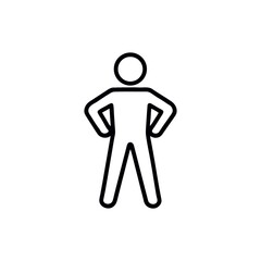 Obraz premium Simple Stick Figure with Hands on Hips Depicts Confidence and Authority with a Minimalist Design on White Background
