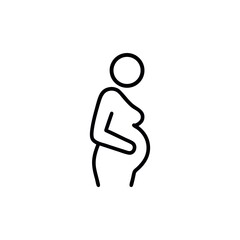 Simple Pregnant Woman Icon Line Drawing Symbolizing Motherhood and New Life, Representing Family and Expectation of Childbirth