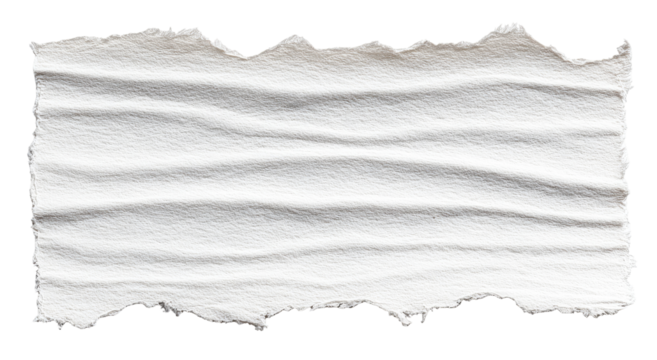 Ripped off white paper strip, creased texture