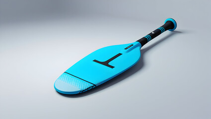 Sport Equipment Realistic 3D render of a fiberglass paddle with neon blue blade, isolated on white, stylized for futuristic sports gear presentation (1)