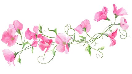 Delicate pink sweet pea flowers nature scene floral design isolated background artistic view botanical concept