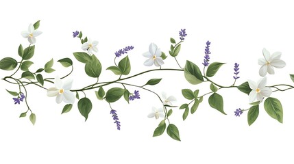 Obraz premium Delicate floral arrangement nature background digital illustration bright environment horizontal view botanical concept