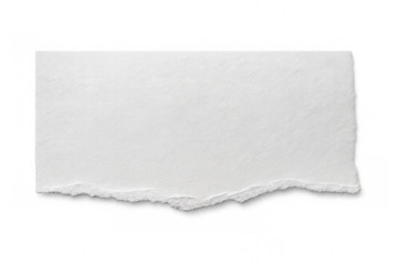Ragged white paper strip exposing blank textured surface, positioned over transparent backdrop, providing clean design space