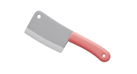 Isolated 3D Render of a Modern Butcher Cleaver Knife with a Pink Handle, Essential Kitchen Tool