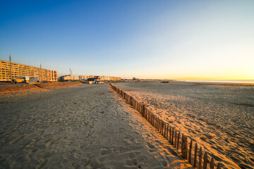 Fototapeta premium View of the beach and surrounding landscape on the coast near Calais. 