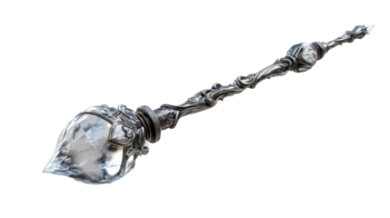 Intricate silver wand with crystal detail for magical adventures