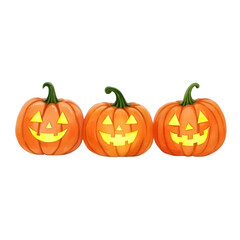 Isolated Halloween jack-o'-lantern pumpkin with a scary face, carved and ready for the spooky holiday season