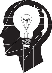A man's head with a light bulb inside of it