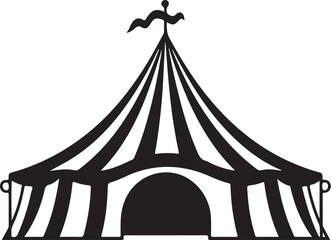 Classic striped circus tent silhouette