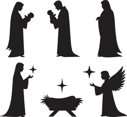 Elegant Nativity scene silhouettes for festive holiday celebrations