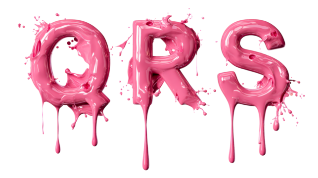 Dripping paint QRS in bright pink on transparent bg