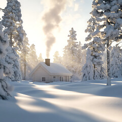 winter landscape with house