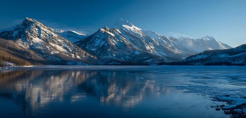 Naklejka premium mountain lake in the morning