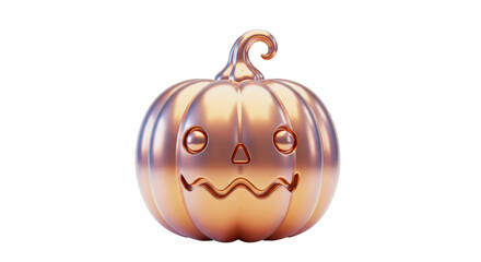 Isolated Spooky Golden Jack-o'-Lantern Pumpkin with Carved Face for Halloween Festivities