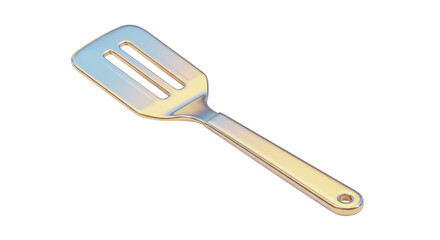 Isolated Sleek Metallic Kitchen Spatula with Slots