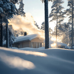 snow covered house