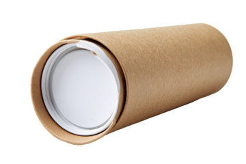 Light brown cardboard tube with a white cap.  