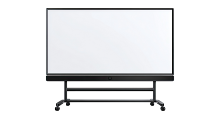 Large blank screen display on a sturdy black stand