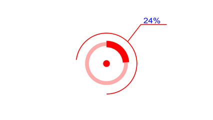 A dynamic circle loading illustration, is loading from 1 to 24 and on a black background  .