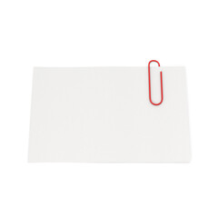 Paper with Red Paper Clip Isolated on Transparent Background