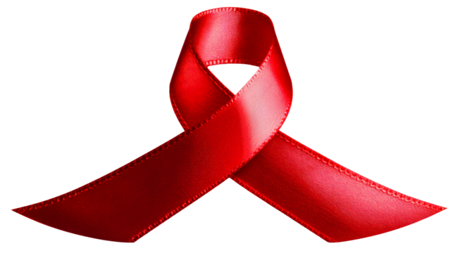 Red ribbon symbol for HIV awareness during global health campaigns