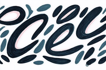 Abstract Oval Shapes Pattern on White Backdrop Contemporary Artistic Design with Brushstroke Texture and Modern Style