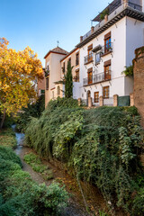 Fototapeta premium Granada. Traditional Moorish Spanish architecture around Darro River, Granada, Spain