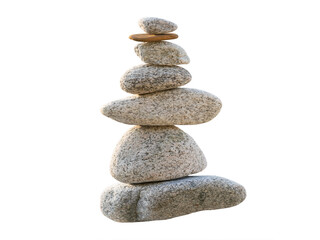 tower with stones balance and harmony isolated on white background
