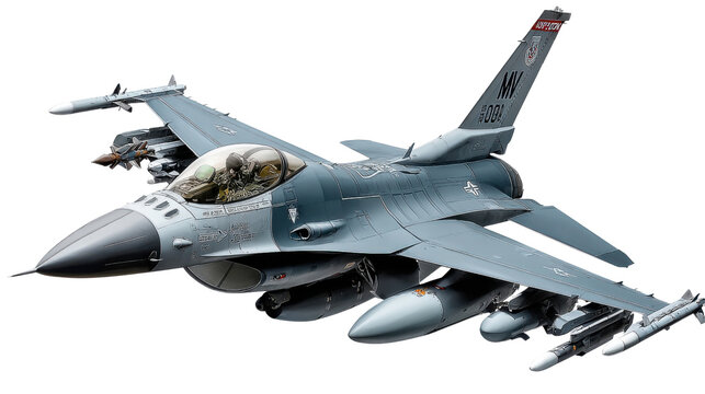 Fighter Jet Soaring: A dynamic shot captures a single fighter jet in mid-flight, exhibiting its powerful design and technological sophistication. - Powered by Adobe