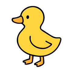 yellow duck chick simple flat design vector