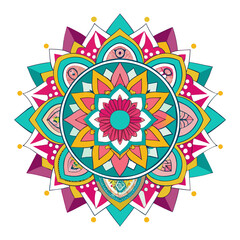 Design a bold, vector rangoli flower pattern with thick strokes. Create a vibrant, symmetrical design