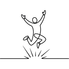 Joyful person jumping with arms raised in celebration