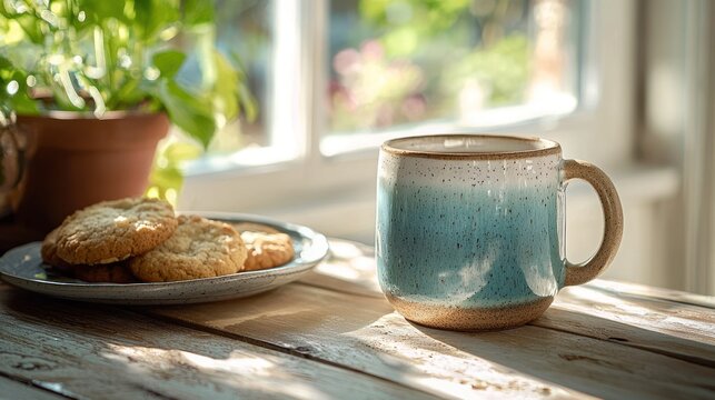 Morning coffee and cookies by the window