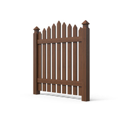 Wooden Garden Fence Section Isolated on Transparent Background