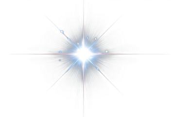 Abstract white glowing light effect with a star. Glowing white lens flare, light and shadow effects.