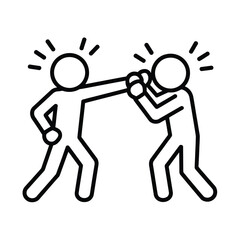 Two stick figures fighting with punching action
