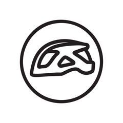 Obraz premium A simple line drawing of a bicycle helmet inside a circle.